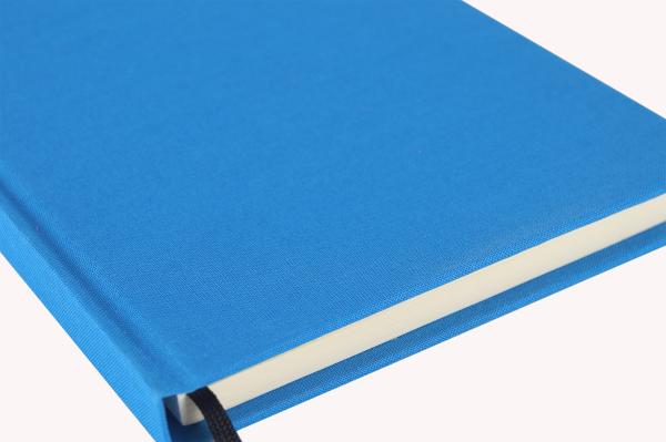 Edles Notizbuch Leinen cyan, unliniert, handgefertigt